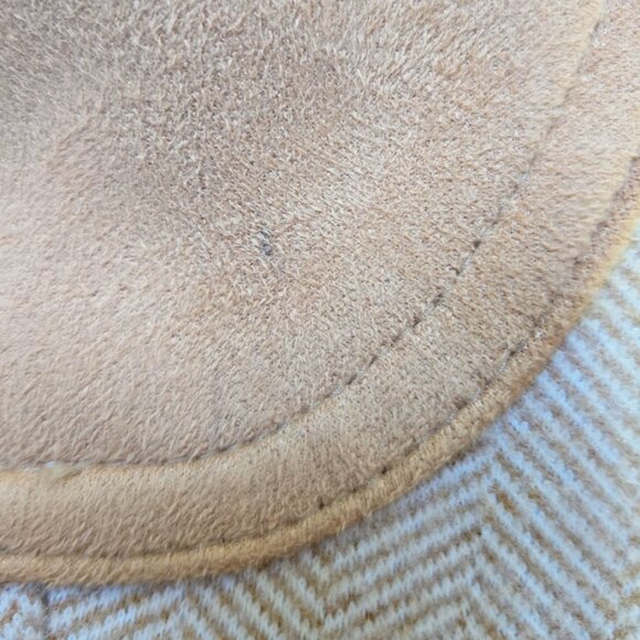 LOFT Tan Herringbone One Button Blazer Elbow Patch Academia Neutral - Picture 11 of 11